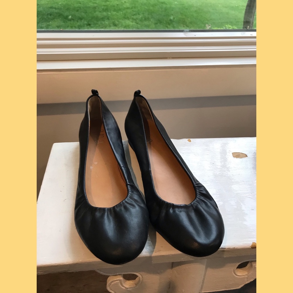 Faux Leather Black Flats